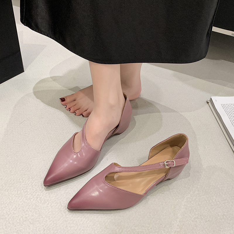 Pump Heel Block - Sandal Wanita Model French Pointed Toe,