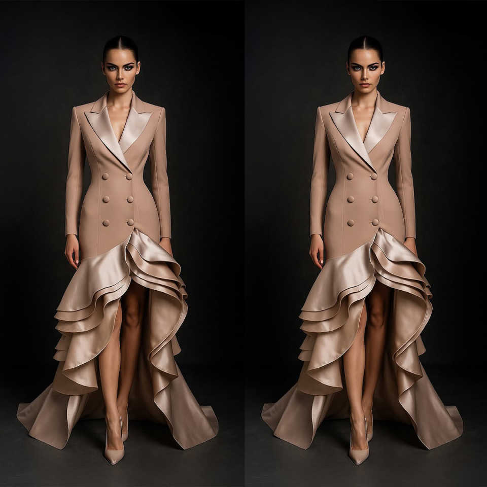 Formal Wear Gowns For Women - Gaun Wanita Ruffles Berjenjang Setelan Blazer