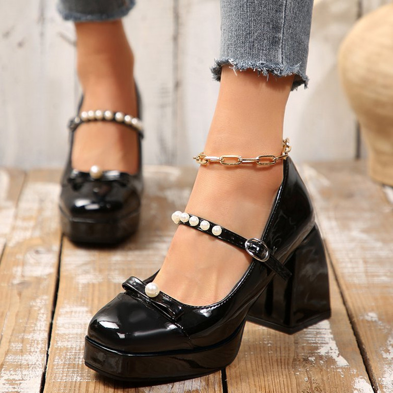 Pump Heel Block - Sepatu Mary Jane Hak Blok Mewah
