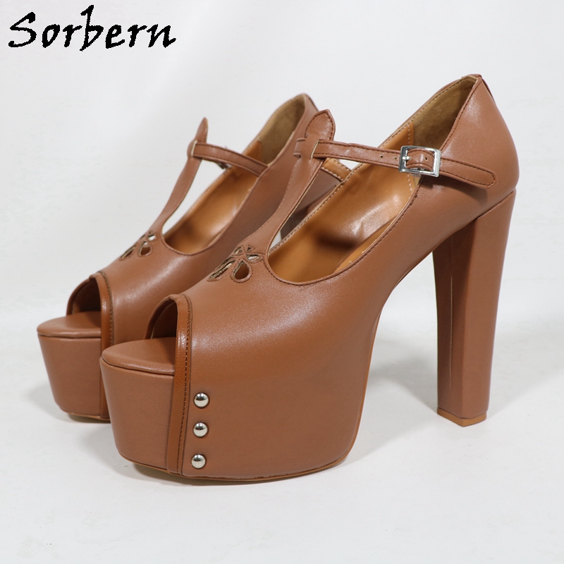 Pump Heel Block - Sepatu Pump Wanita Sorbern Brown Matte,