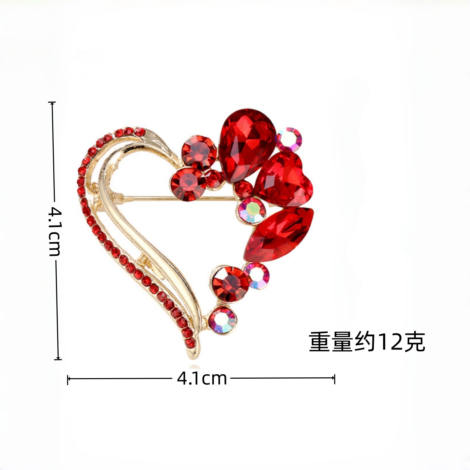 Bros Kristal Merah Bentuk Hati - Women'S Formal Day Wear ulasan dan harga
