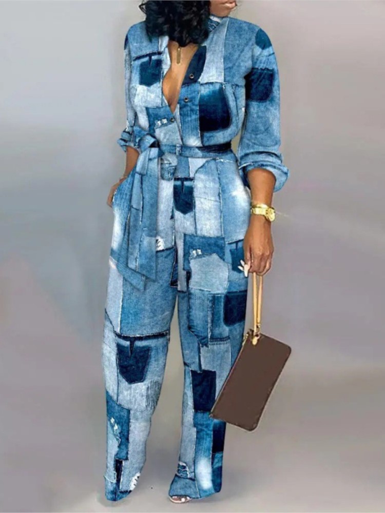 Jumpsuit lengan panjang motif  - Women'S Formal Wear Jumpsuit ulasan dan harga