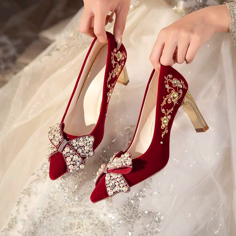 Sepatu Hak Blok Bordir Wanita  - Pump Heel Block ulasan dan harga