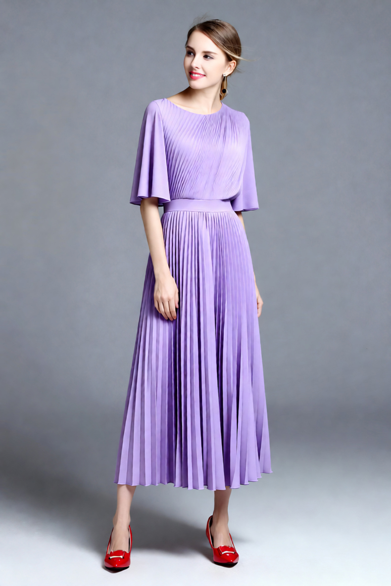 Gaun Midi Lipit Lengan Cape Wa - Formal Wear Gowns For Women ulasan dan harga