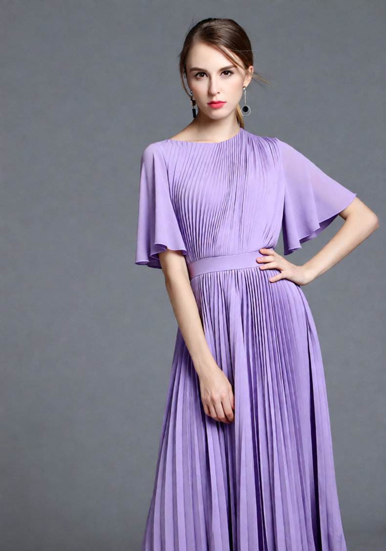Gaun Midi Lipit Lengan Cape Wa - Formal Wear Gowns For Women ulasan dan harga