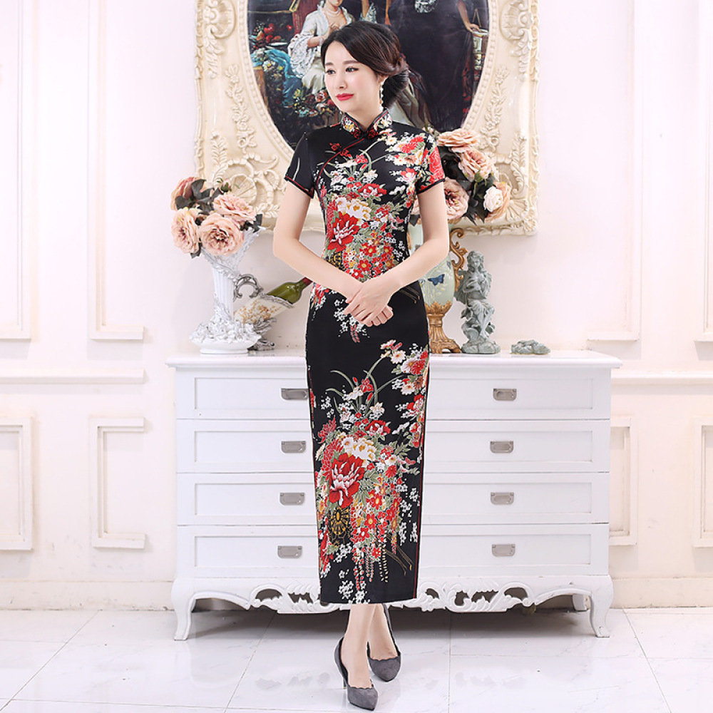 Gaun Panjang Cheongsam Satin K - Women Formal Wear For Plus Size ulasan dan harga